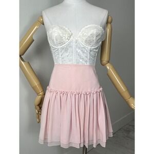 Vintage White Floral Lace Bustier Top 313 Coquette Underwire 34B
